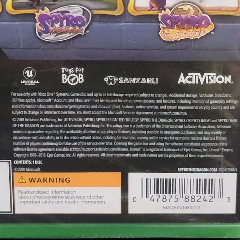 New Spyro Reignited Trilogy Microsoft Xbox One‎ Sealed